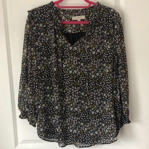 LOFT Lined, Black, Floral Classic Top